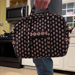 Vera Bradley retired Classic Black paisley quilted laptop ba